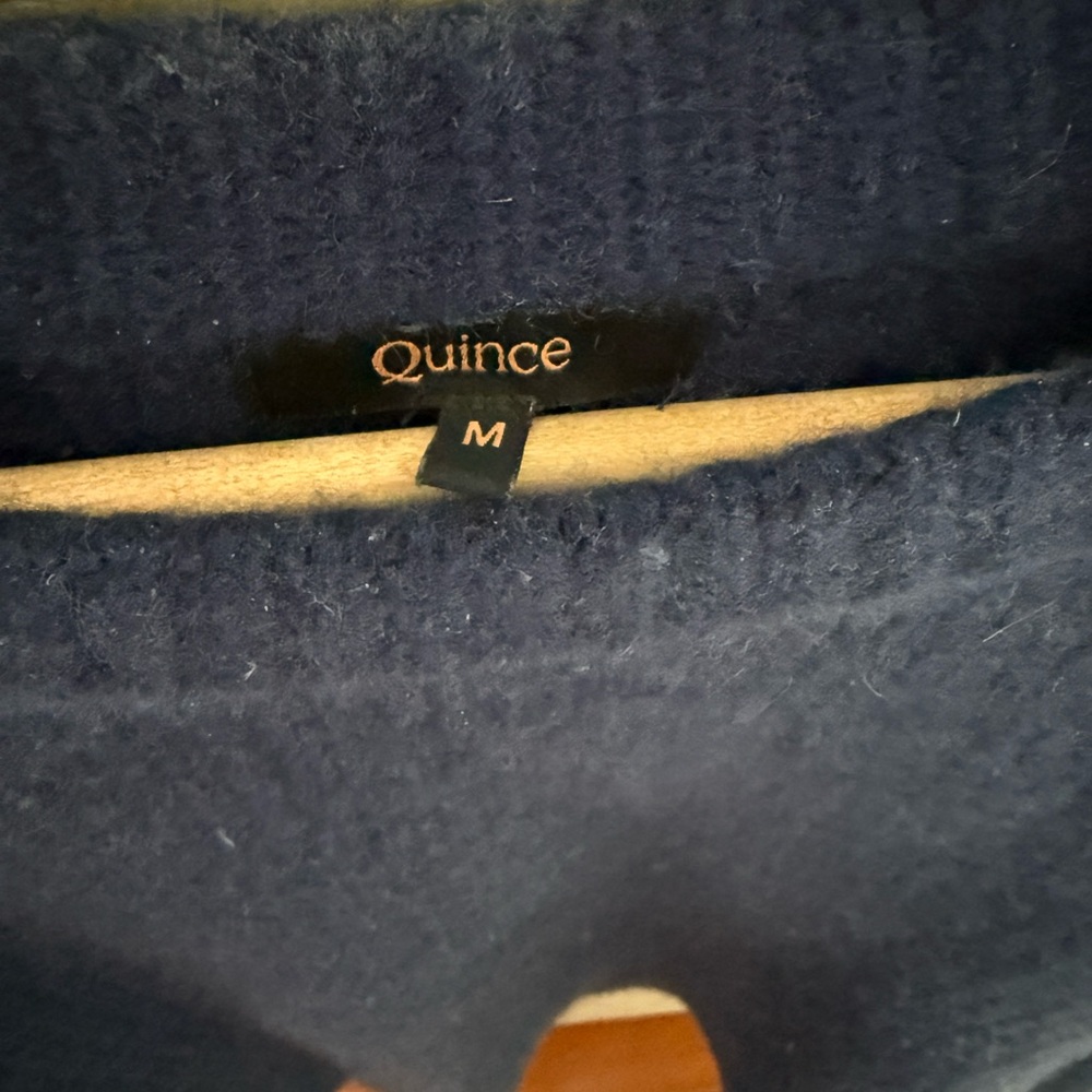 QUINCE Navy Cashmere Ribbed Sweater - Picture 3 of 4